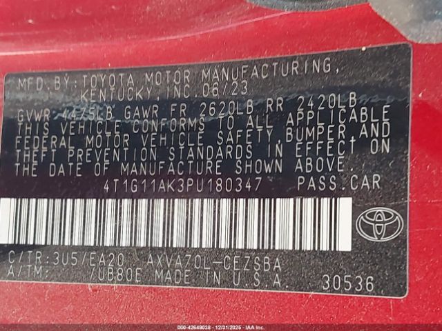 2023 TOYOTA CAMRY 4T1G11AK3PU180347 Photo 8