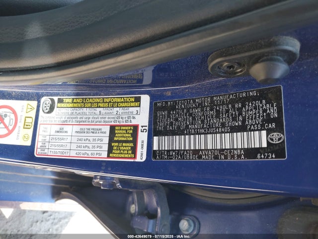 4T1B11HK3JU548405 Toyota a25a-fks