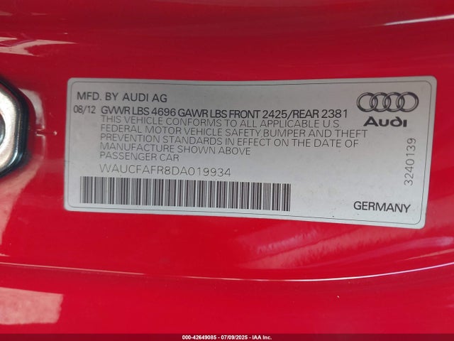 2013 AUDI A5 WAUCFAFR8DA019934 Photo 8