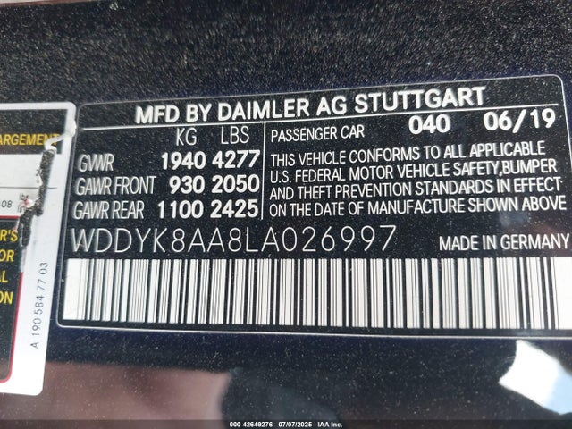Mercedes-Benz m178 2020 WDDYK8AA8LA026997 Image 9
