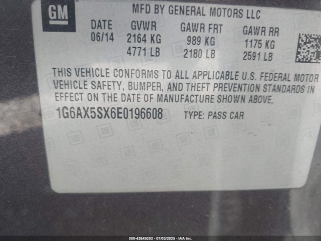2014 CADILLAC CTS 1G6AX5SX6E0196608 Photo 8