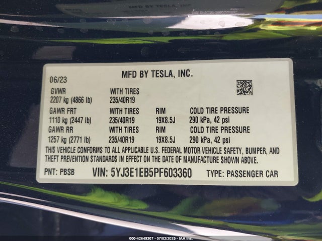 2023 TESLA MODEL 3 5YJ3E1EB5PF603360 Photo 8