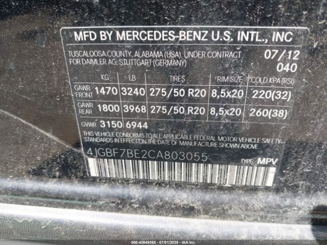 2012 MERCEDES-BENZ GL 450 4JGBF7BE2CA803055 Photo 8