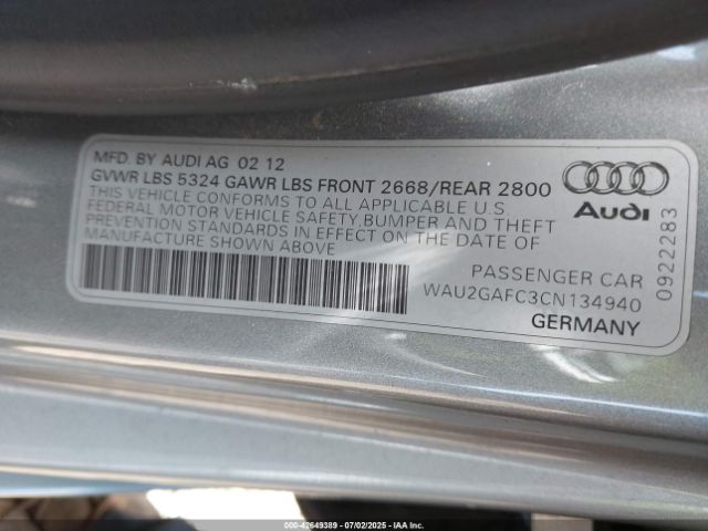 2012 AUDI A7 WAU2GAFC3CN134940 Photo 8