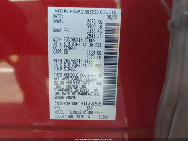Nissan 2024 2024 5N1DR3BD0RC302856 Image 9