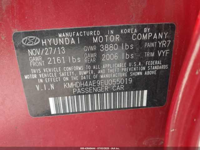 KMHDH4AE9EU055019 Hyundai dohc mpi nu