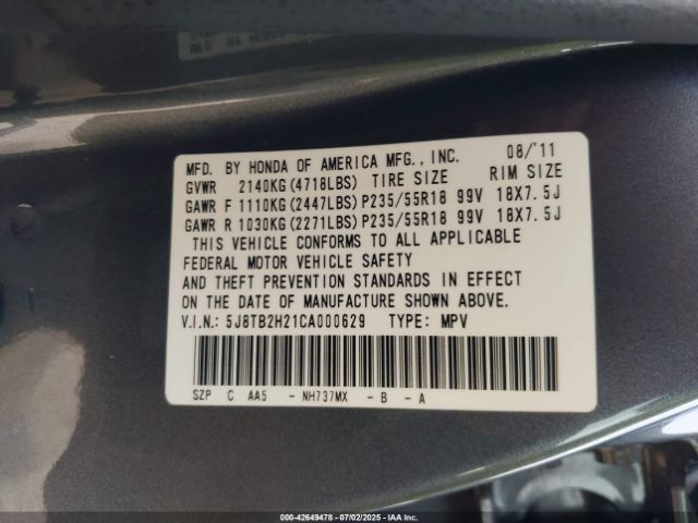 2012 ACURA RDX 5J8TB2H21CA000629 Photo 8
