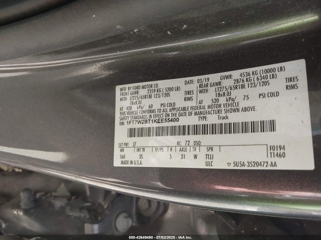 Ford 2019 2019 1FT7W2BT1KEE55400 Image 9