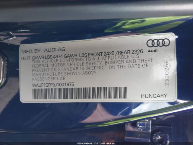 2018 AUDI S3 WAUF1GFF9J1001975 Photo 8