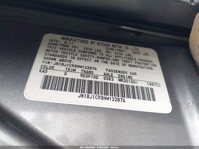 JN1BJ1CR9HW122874 Nissan ROGUE SPORT