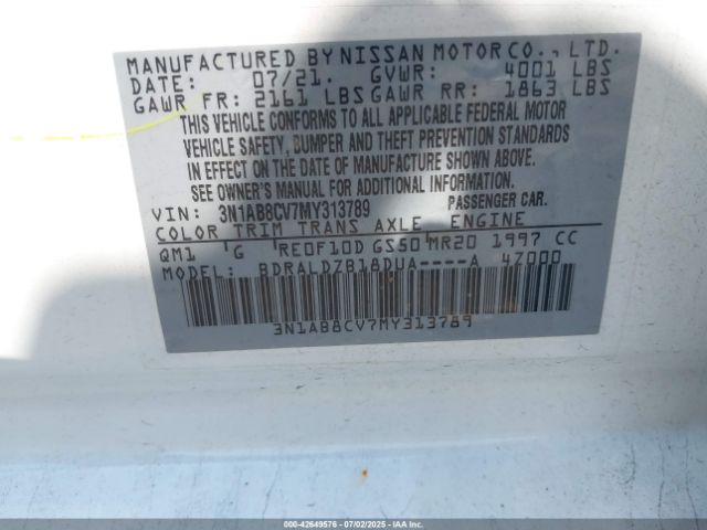 2021 NISSAN SENTRA 3N1AB8CV7MY313789 Photo 8