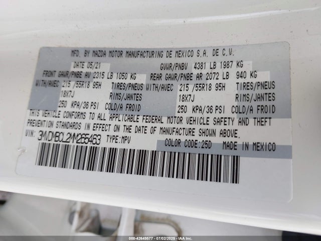 Mazda py 2021 3MVDMBCL2MM265463 Image 9
