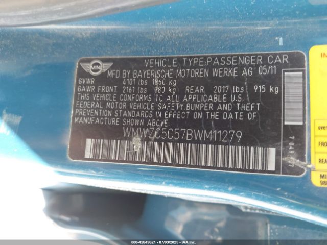 2011 MINI COOPER S COUNTRYMAN WMWZC5C57BWM11279 Photo 8