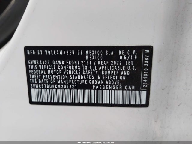 3VWC57BU8KM202721 Volkswagen 1.4 tsi