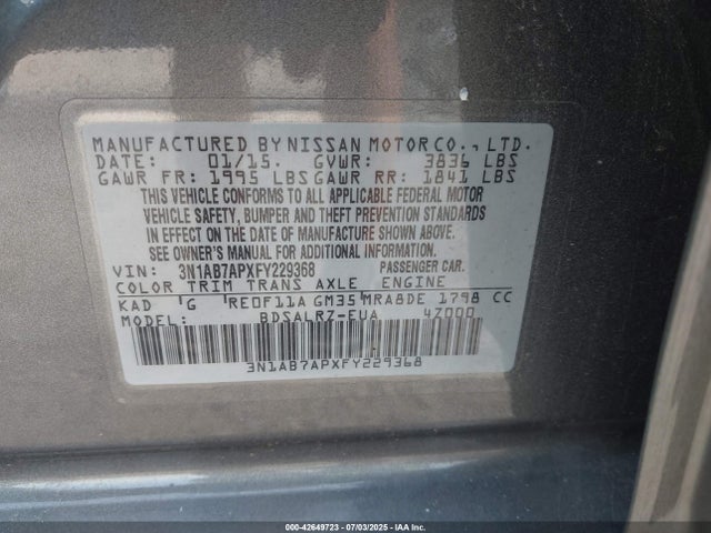 3N1AB7APXFY229368 Nissan Sentra