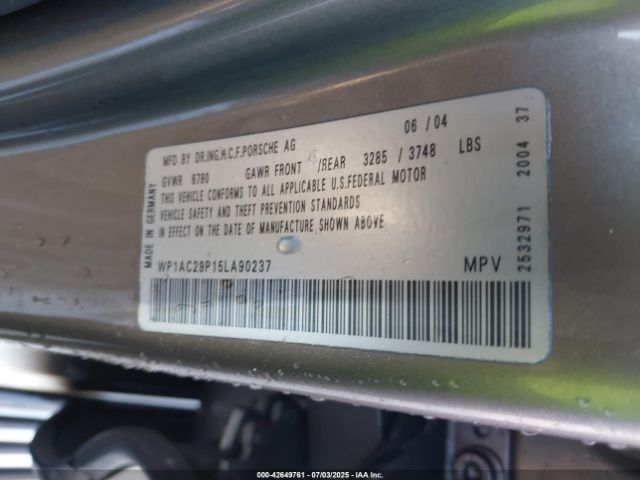 2005 PORSCHE CAYENNE WP1AC29P15LA90237 Photo 8