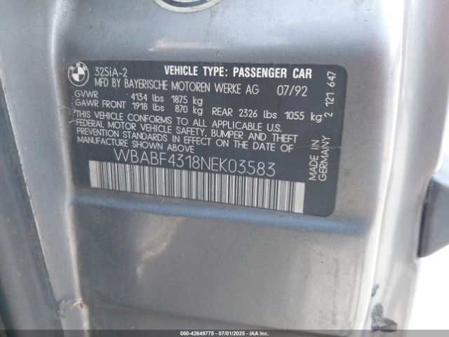 1992 BMW 325 WBABF4318NEK03583 Photo 8
