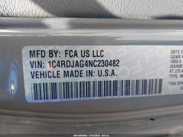 2022 DODGE DURANGO 1C4RDJAG4NC230482 Photo 8