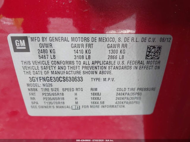 2012 CADILLAC SRX 3GYFNGE30CS630633 Photo 8