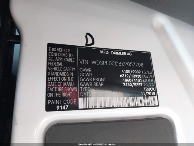 WD3PF0CD8KP057708 Mercedes-Benz om 642 with brake assist