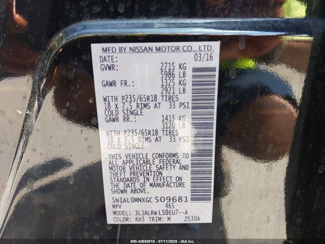 5N1AL0MNXGC509681 Infiniti 2016