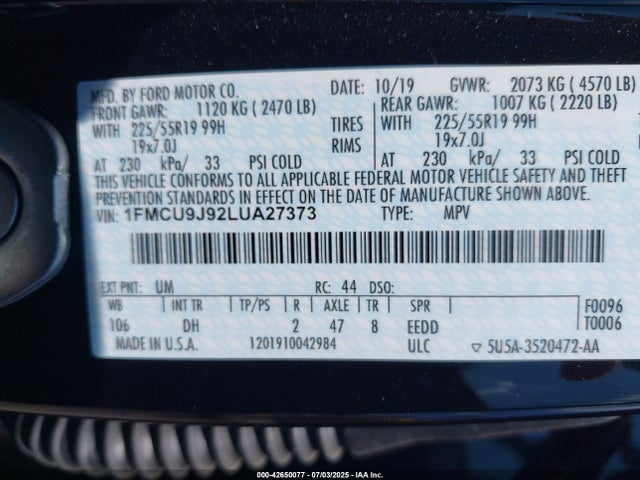 1FMCU9J92LUA27373 Ford gtdi, 240ps