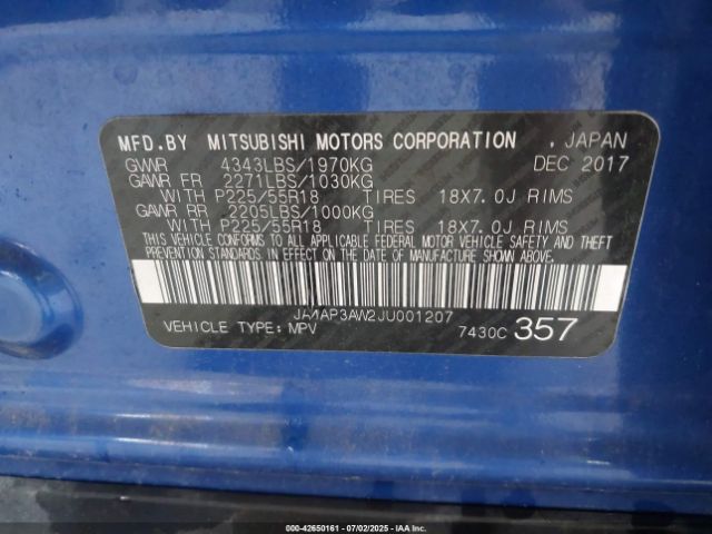 2018 MITSUBISHI OUTLANDER SPORT JA4AP3AW2JU001207 Photo 8