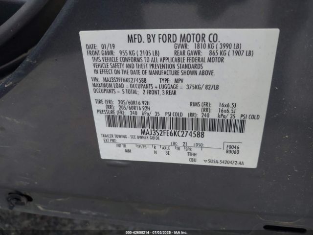 2019 FORD ECOSPORT MAJ3S2FE6KC274588 Photo 8