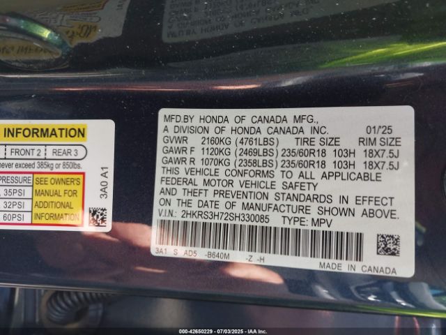 2025 HONDA CR-V 2HKRS3H72SH330085 Photo 8