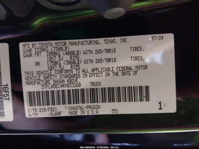Toyota v35a-fts 2024 5TFLA5EC4RX033260 Image 9