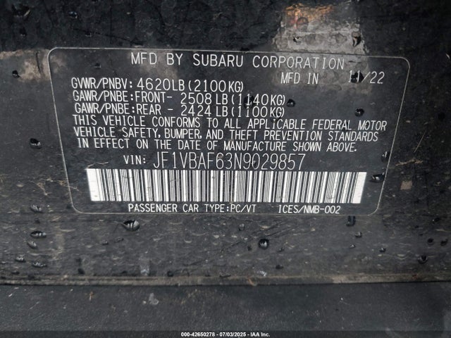 Subaru dib 2022 JF1VBAF63N9029857 Image 9