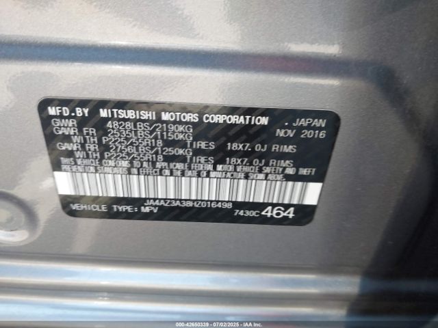 2017 MITSUBISHI OUTLANDER JA4AZ3A38HZ016498 Photo 8
