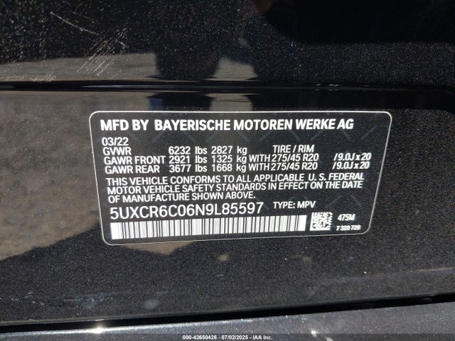 BMW X5 2022 5UXCR6C06N9L85597 Image 9