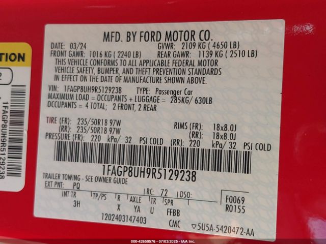 2024 FORD MUSTANG 1FAGP8UH9R5129238 Photo 8