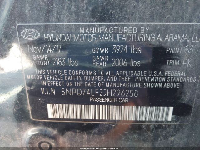 2018 HYUNDAI ELANTRA 5NPD74LF2JH296258 Photo 8