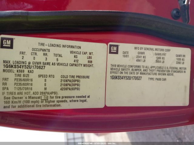 2002 CADILLAC SEVILLE 1G6KS54Y52U170627 Photo 8