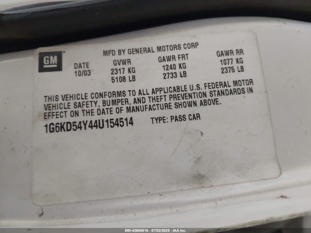 2004 CADILLAC DEVILLE 1G6KD54Y44U154514 Photo 8