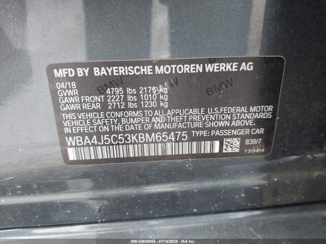 BMW 440I 2019 WBA4J5C53KBM65475 Image 9