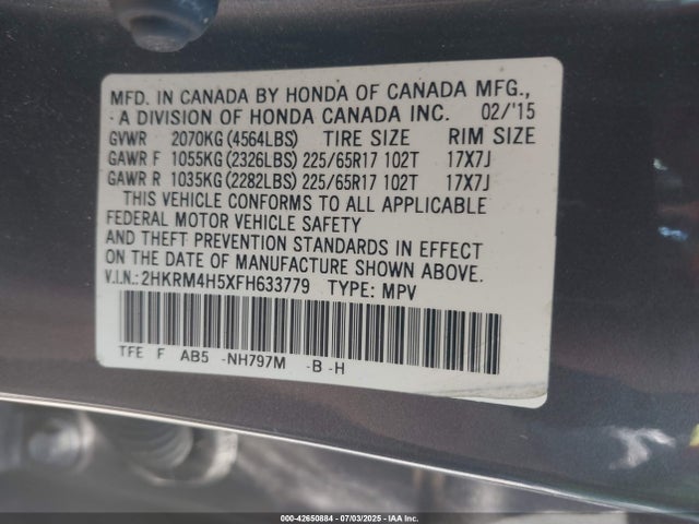 2HKRM4H5XFH633779 Honda k24w9
