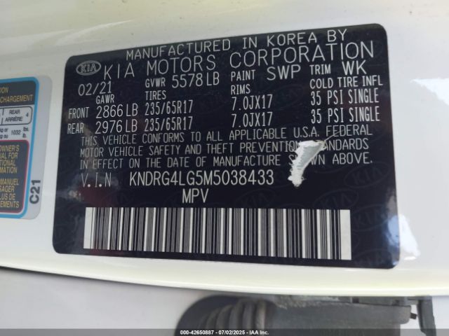2021 KIA SORENTO HYBRID KNDRG4LG5M5038433 Photo 8
