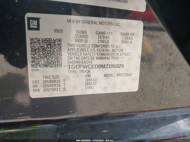 Продаж на аукціоні авто 2021 Chevrolet Silverado 1500 2wd  Short Bed Lt, vin: 1GCPWCED9MZ106829, номер лоту: 42650906