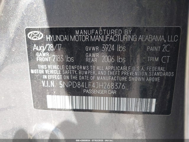 Hyundai mpi nu 2018 5NPD84LF4JH268376 Image 9