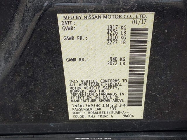 1N4AL3AP3HC185234 Nissan 2017