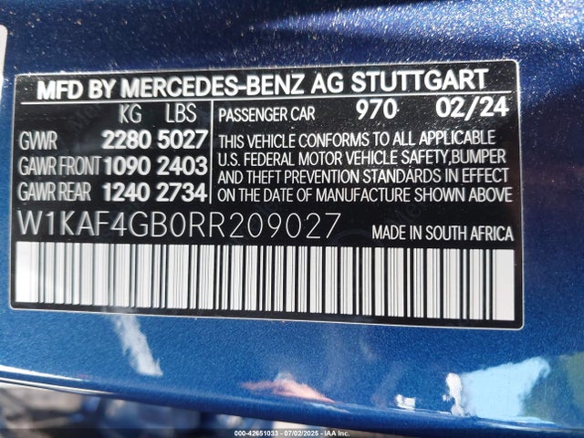 W1KAF4GB0RR209027 Mercedes-Benz m254