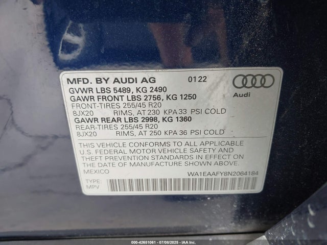 2022 AUDI Q5 WA1EAAFY8N2064184 Photo 8