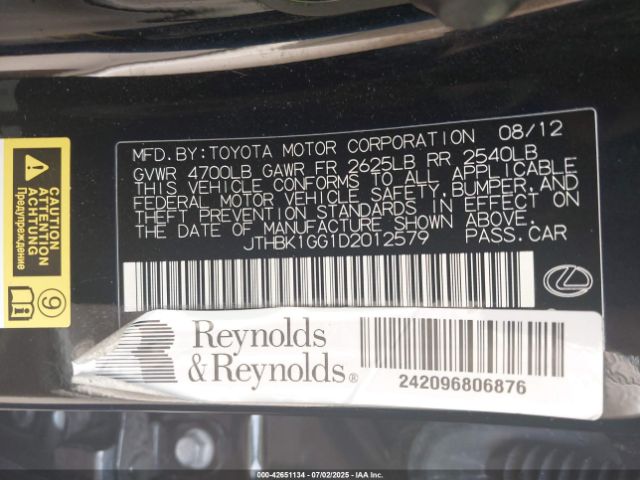 2013 LEXUS ES 350 JTHBK1GG1D2012579 Photo 8