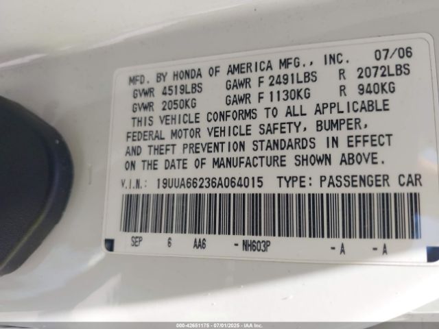 2006 ACURA TL 19UUA66236A064015 Photo 8