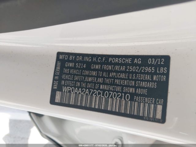 2012 PORSCHE PANAMERA WP0AA2A72CL070210 Photo 8