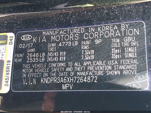 KNDPR3A6XH7264872 KIA t-gdi theta ii