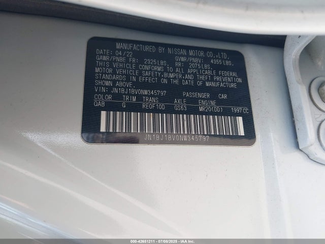 JN1BJ1BV0NW345797 Nissan ROGUE SPORT